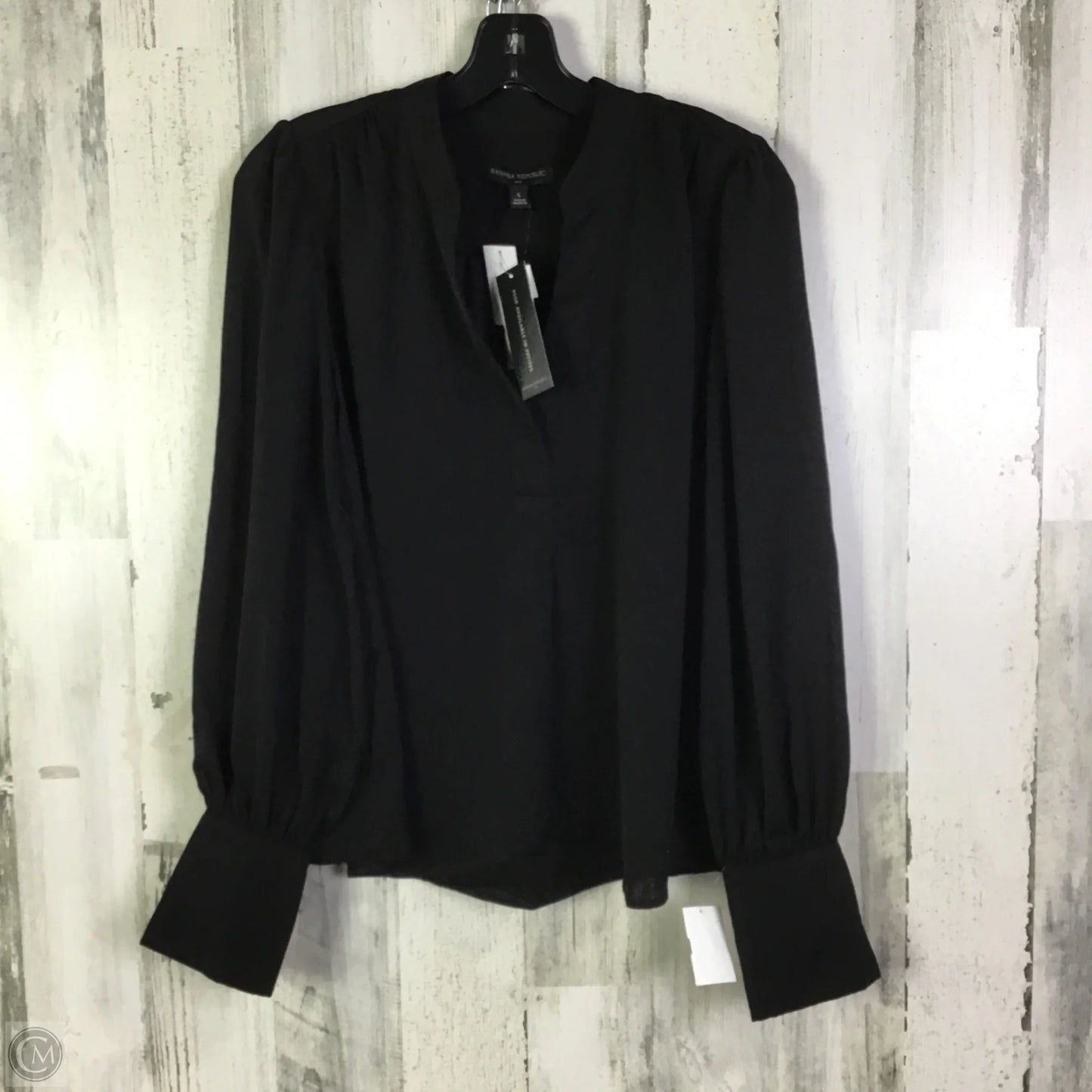 Top Long Sleeve By Banana Republic In Black, Size: S