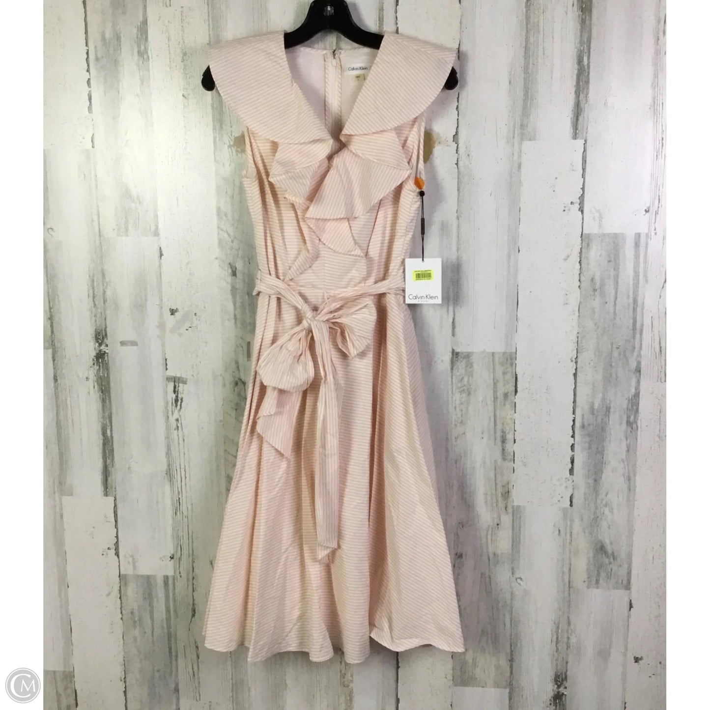 Dress Casual Short By Calvin Klein In Orange & White, Size: S