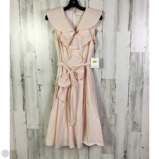 Dress Casual Short By Calvin Klein In Orange & White, Size: S