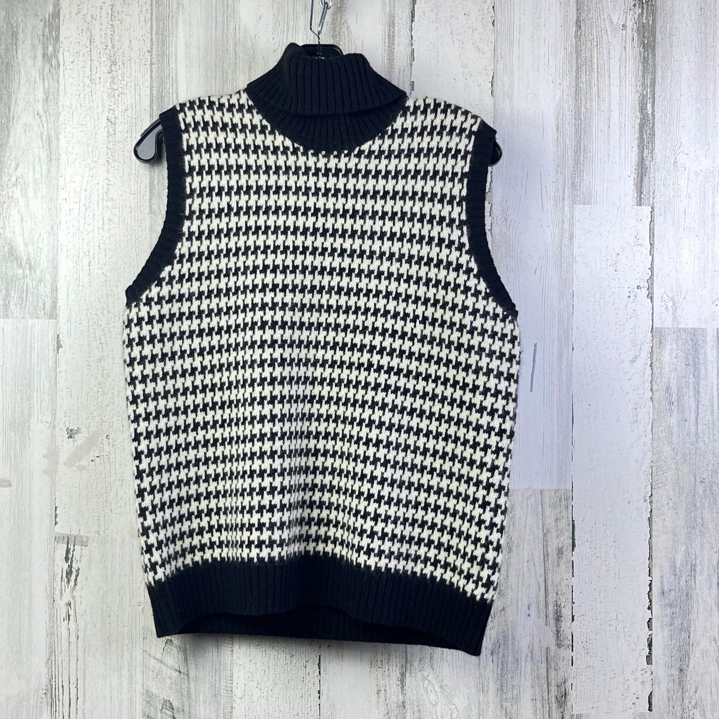 Vest Sweater By Lauren By Ralph Lauren In Black & Cream, Size: L