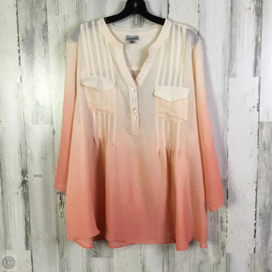 Top 3/4 Sleeve By Avenue In Peach, Size: 2x