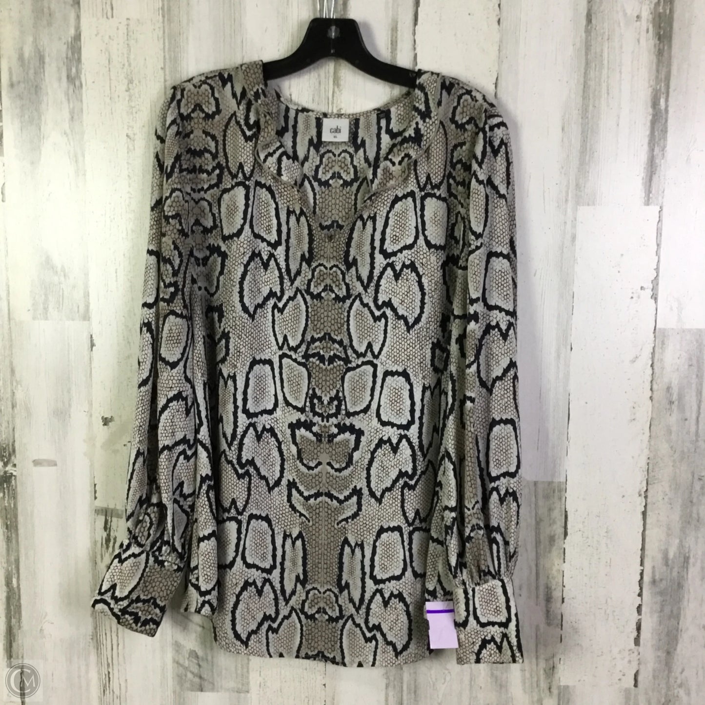 Top Long Sleeve By Cabi In Snakeskin Print, Size: Xl