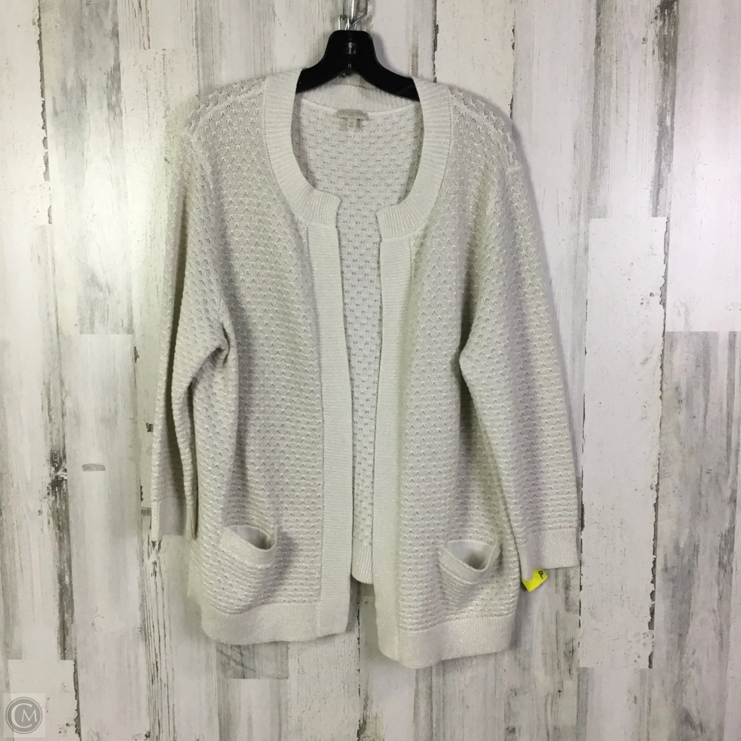 Sweater Cardigan By Talbots In Cream, Size: 1x