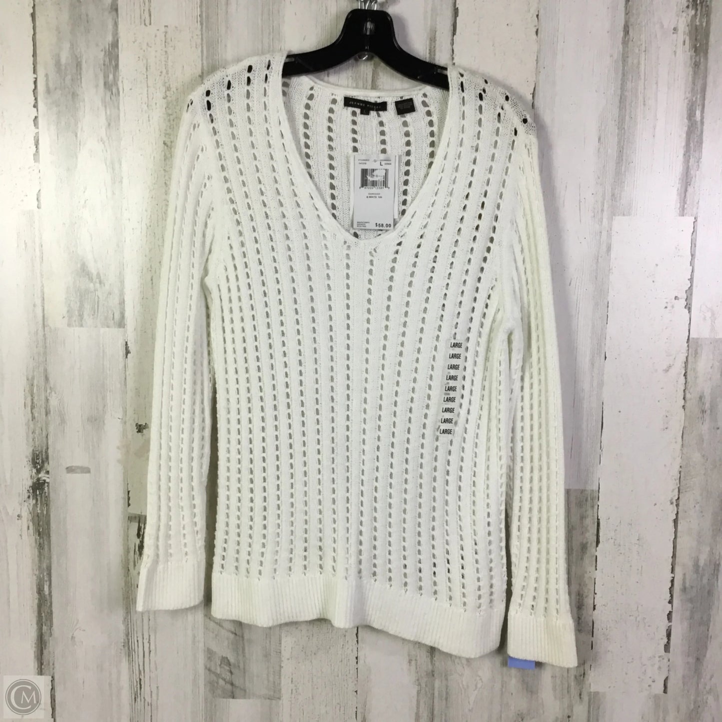 Sweater By Jeanne Pierre In White, Size: L
