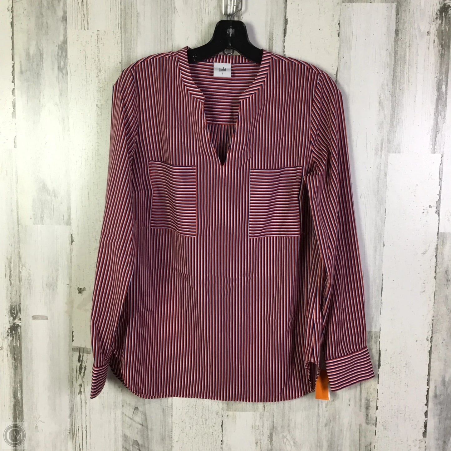 Top Long Sleeve By Cabi In Blue & Red, Size: S