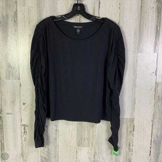 Athletic Top Long Sleeve Collar By Athleta In Black, Size: L