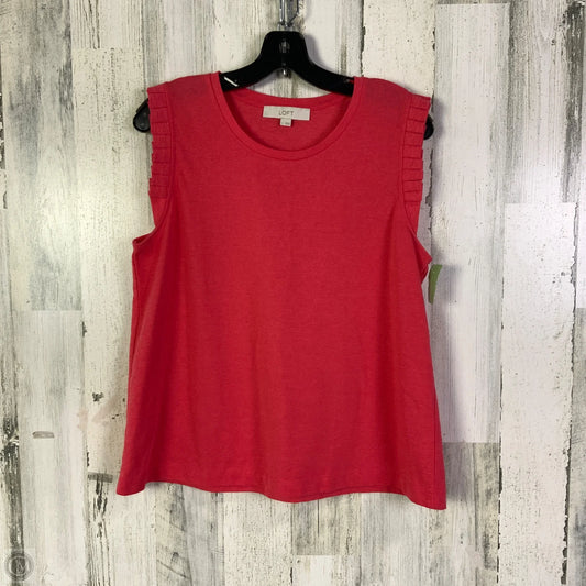 Top Sleeveless By Loft In Red, Size: L