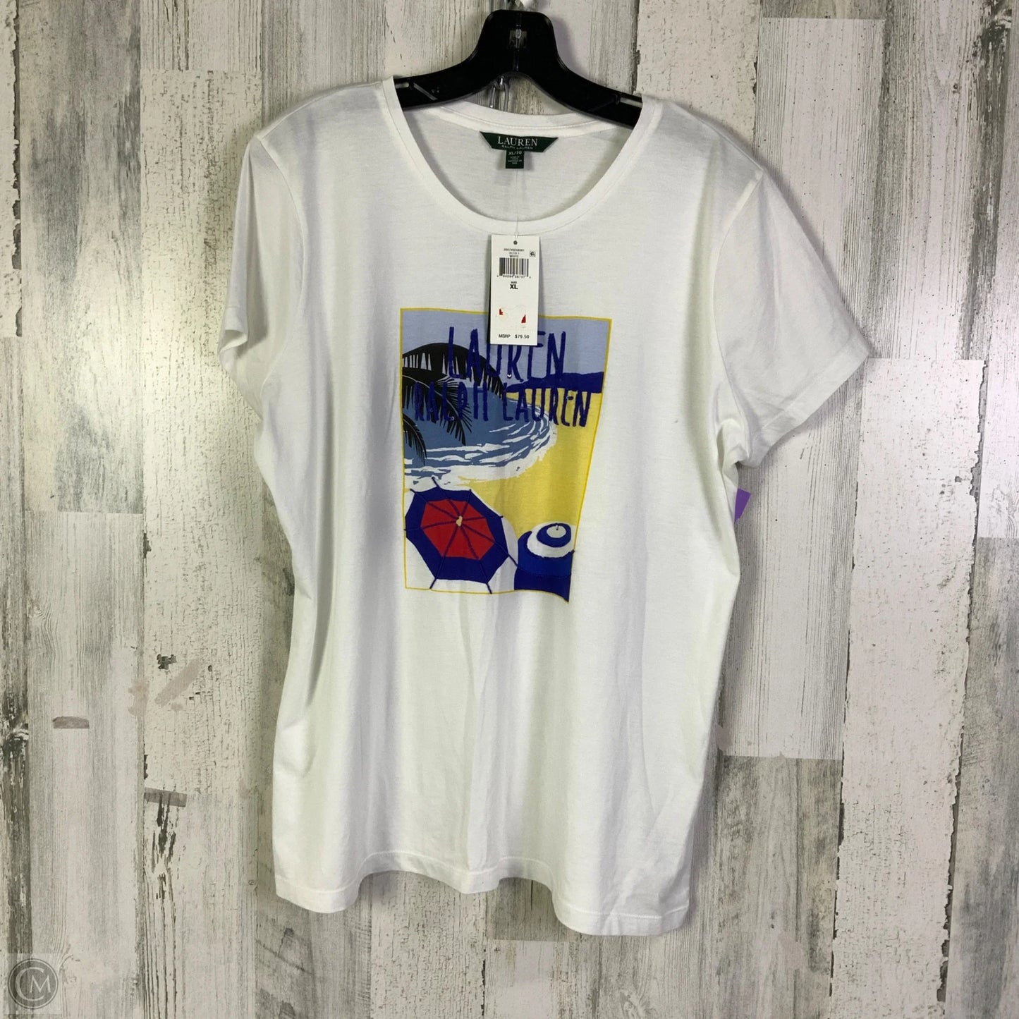 Top Short Sleeve By Lauren By Ralph Lauren In White, Size: Xl