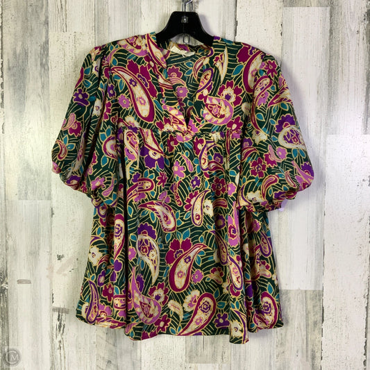 Blouse Short Sleeve By Entro In Green & Purple, Size: M