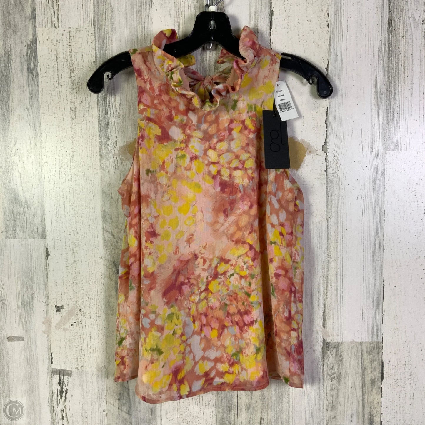 Blouse Sleeveless By Clothes Mentor In Pink & Yellow, Size: Xxs