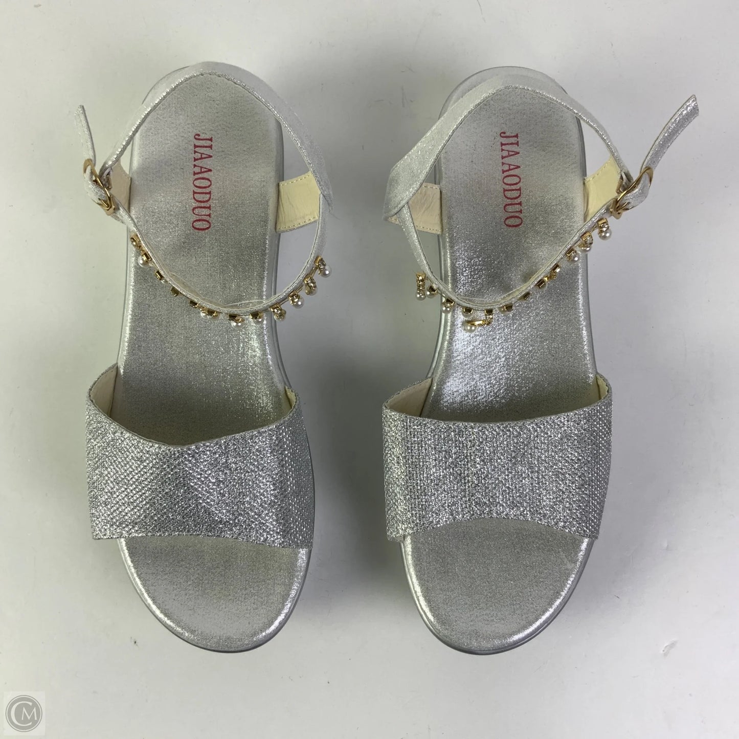 Sandals Heels Wedge By Clothes Mentor In Grey, Size: 12