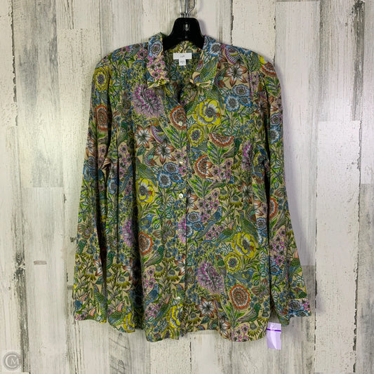 Top Long Sleeve By J. Jill In Green & Tan, Size: M