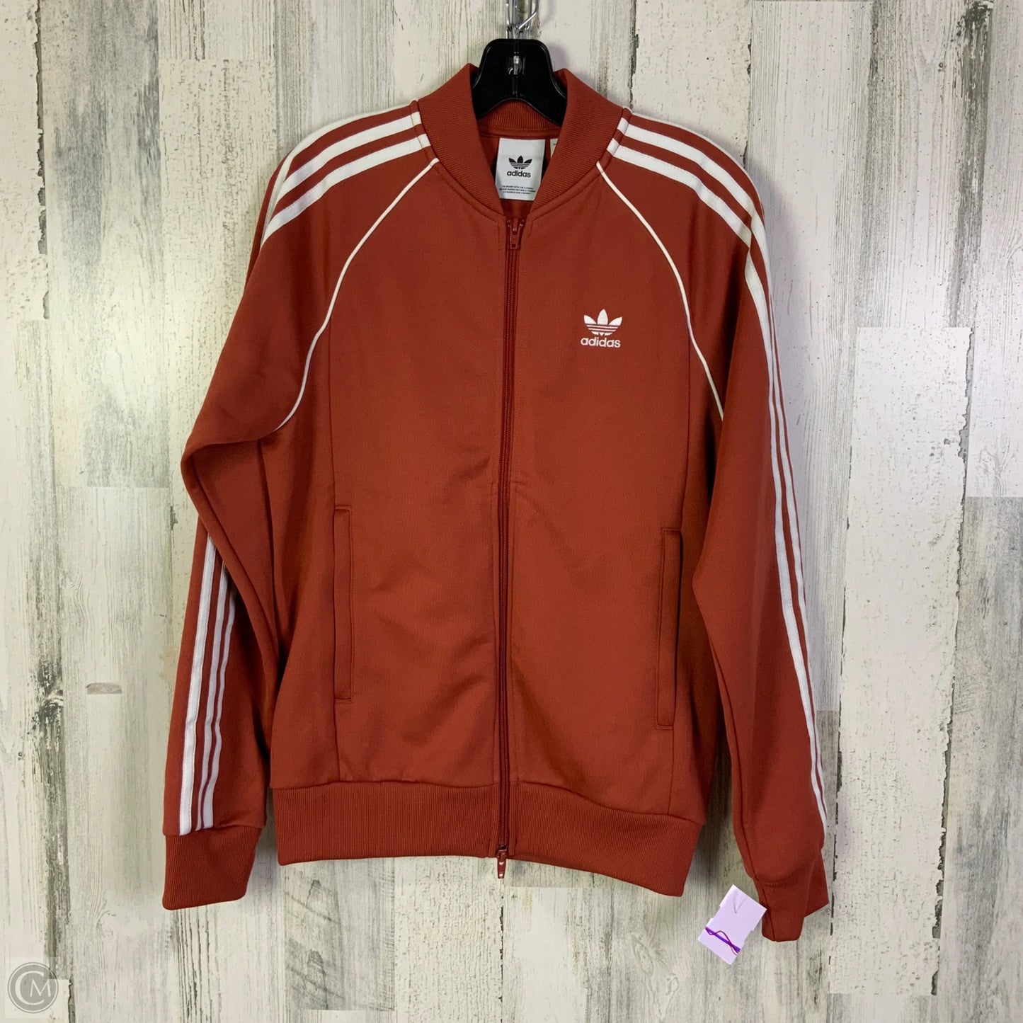 Athletic Jacket By Adidas In Orange, Size: S