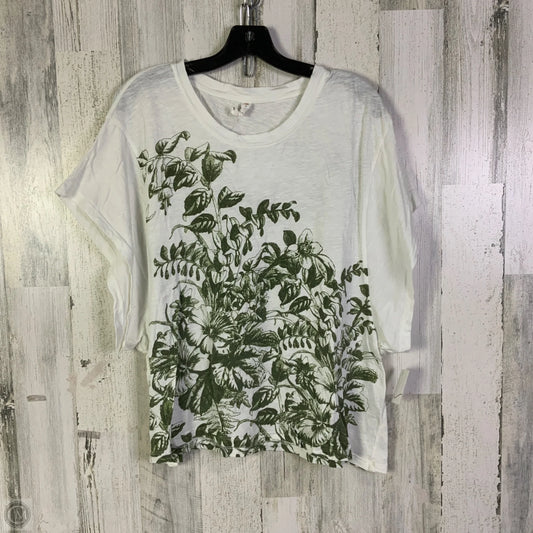 Top Short Sleeve Basic By Daily Practice By Anthropologie In Green & White, Size: S