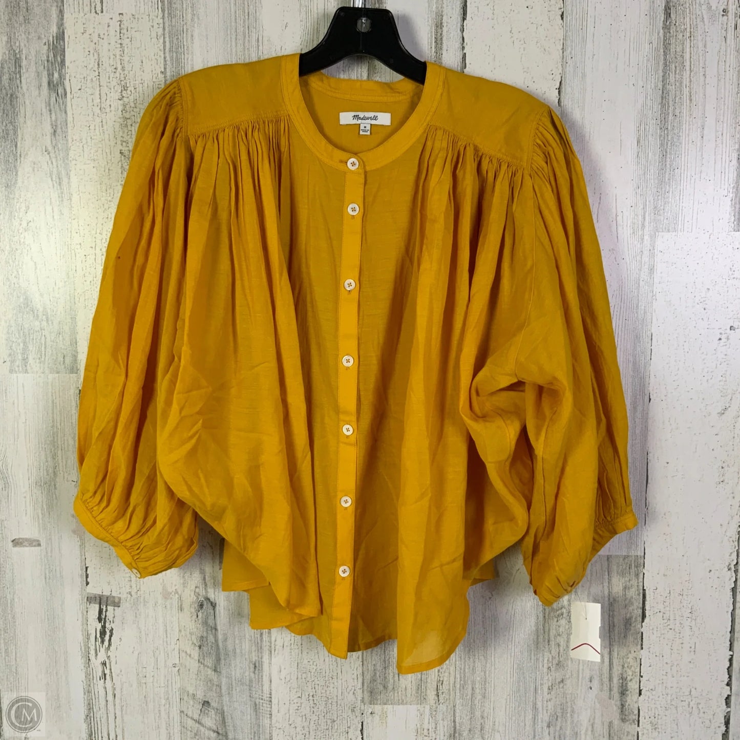 Top 3/4 Sleeve By Madewell In Yellow, Size: M