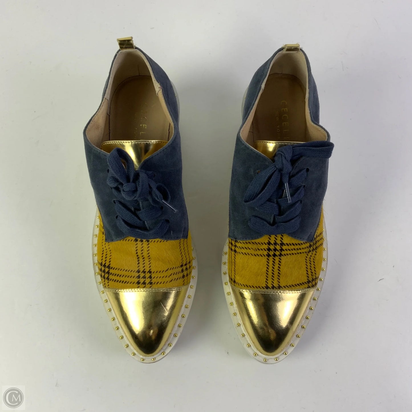 Shoes Heels Wedge By Anthropologie In Blue & Yellow, Size: 7.5