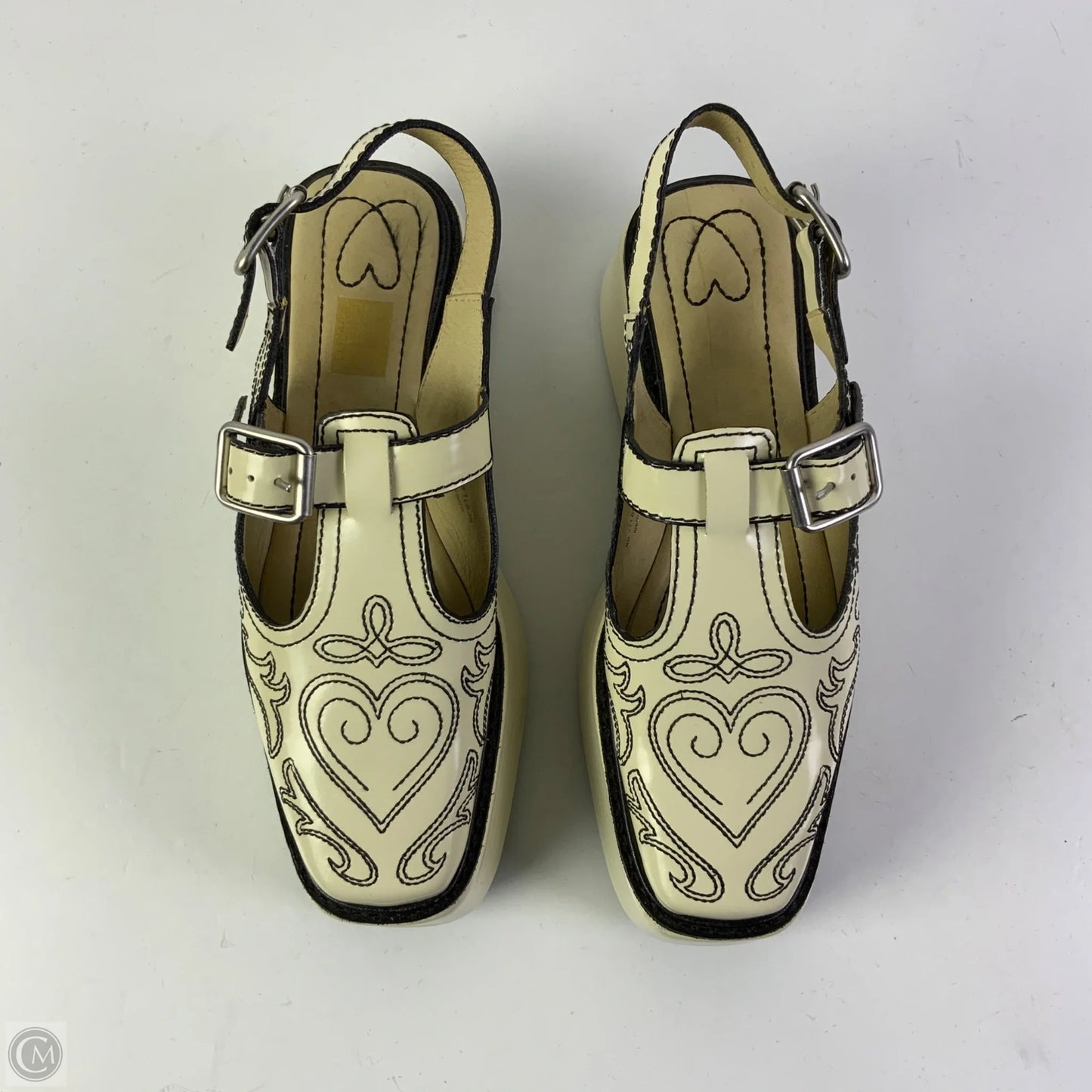 Shoes Heels Platform By Farm Rio In Cream & Black, Size: 8