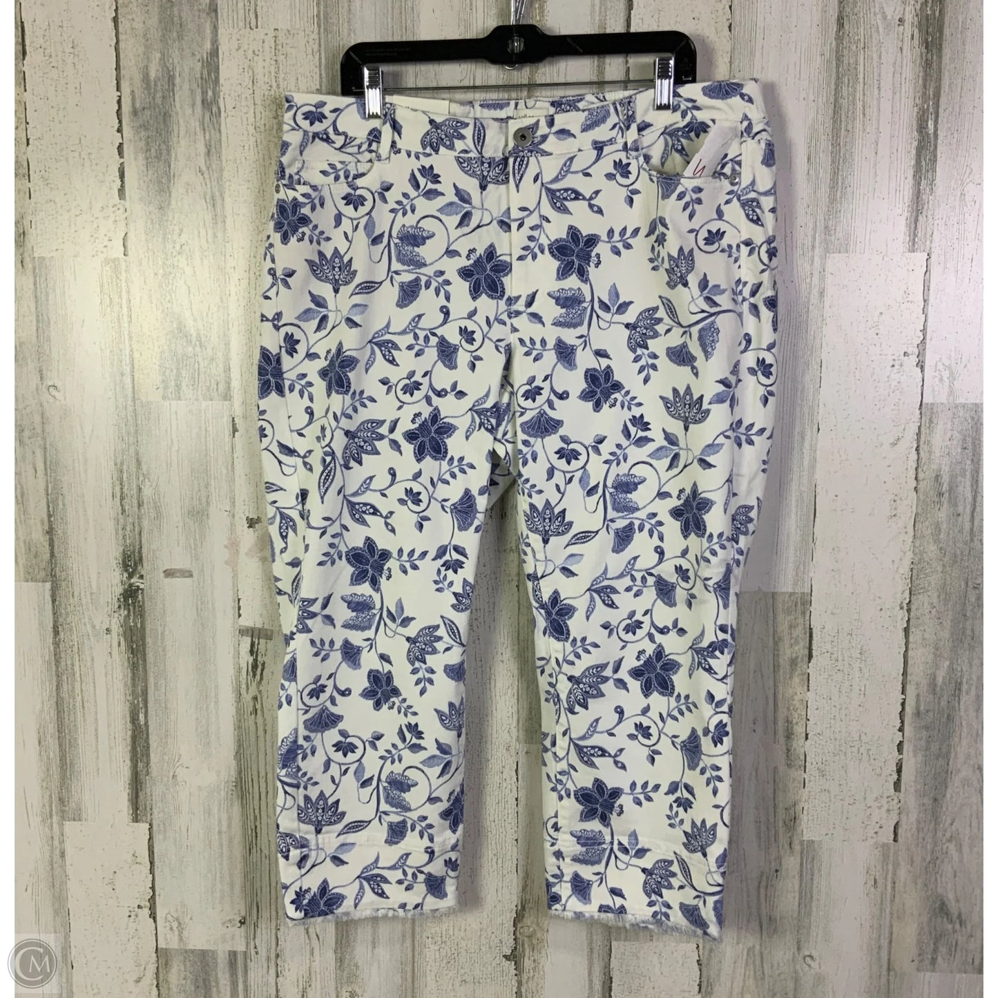 Jeans Cropped By J. Jill In Blue & White, Size: 18