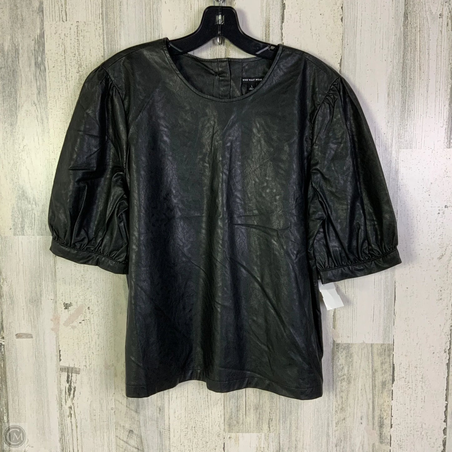 Top Short Sleeve By Who What Wear In Black, Size: L