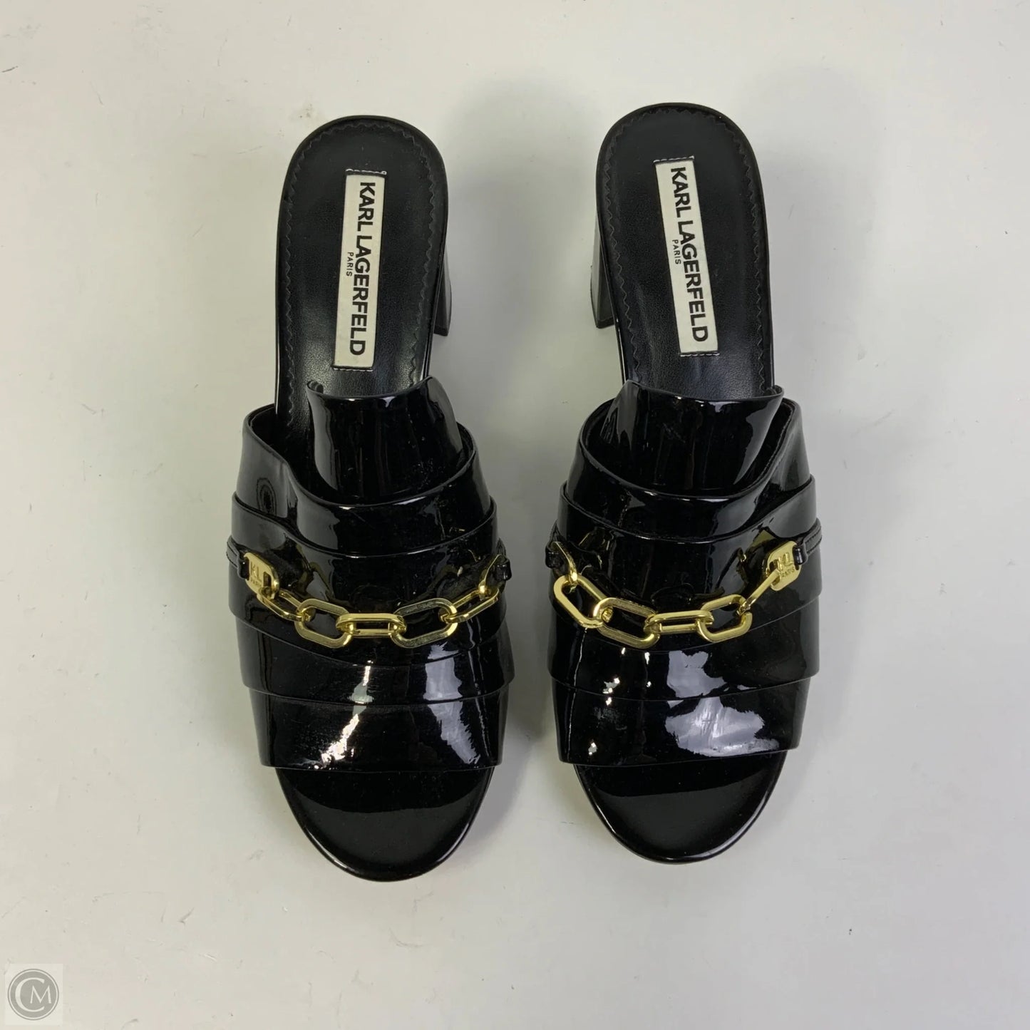 Sandals Designer By Karl Lagerfeld In Black, Size: 8.5