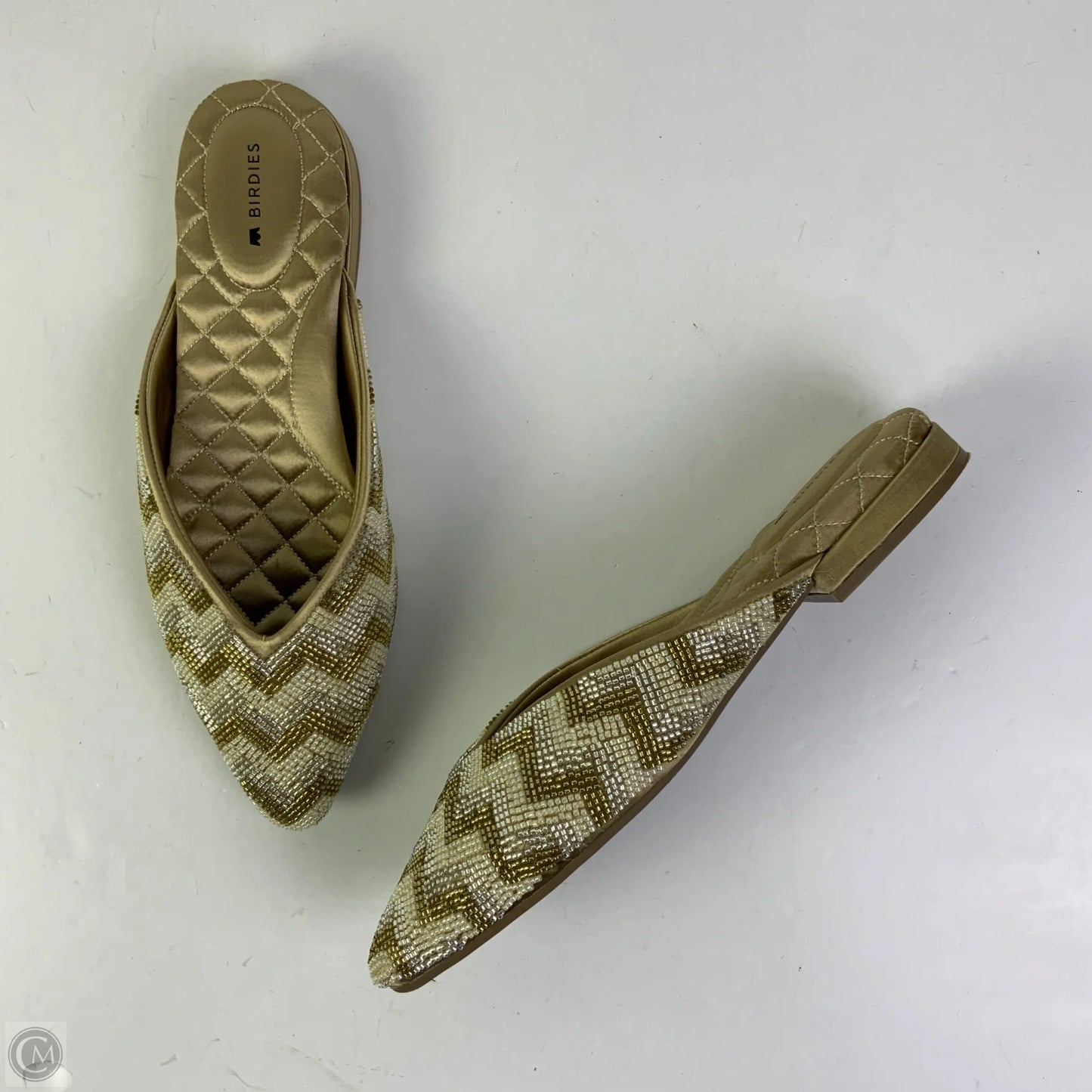 Shoes Flats By Birdies In Gold, Size: 8
