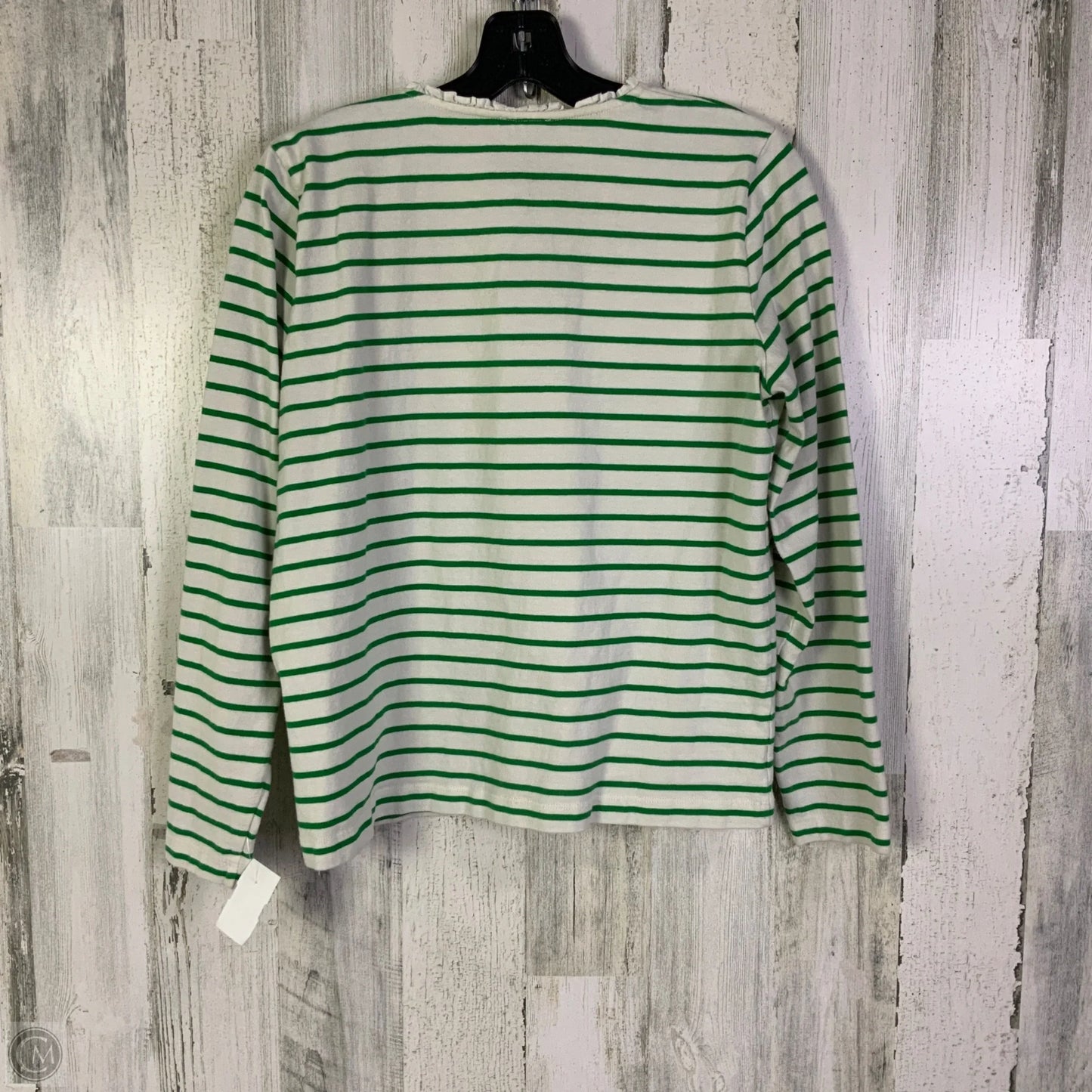 Top Long Sleeve By J. Crew In Cream & Green, Size: M