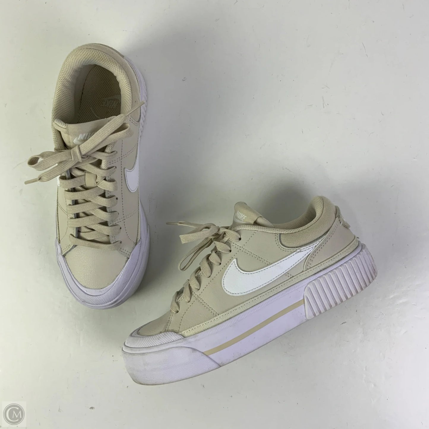 Shoes Sneakers Platform By Nike In Tan & White, Size: 6.5