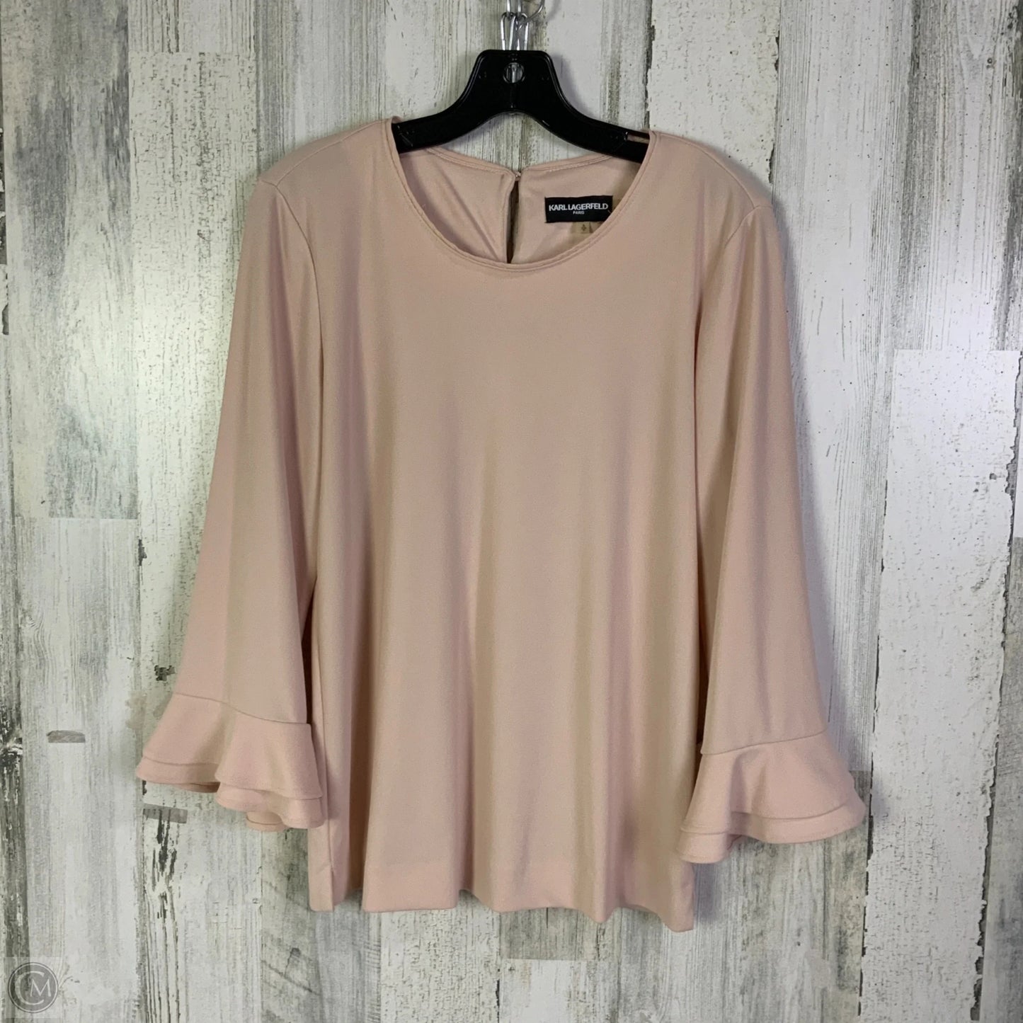Top 3/4 Sleeve Designer By Karl Lagerfeld In Pink, Size: S