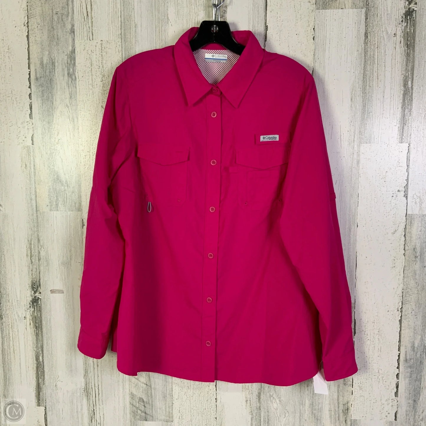 Athletic Top Long Sleeve Collar By Columbia In Pink, Size: Xl