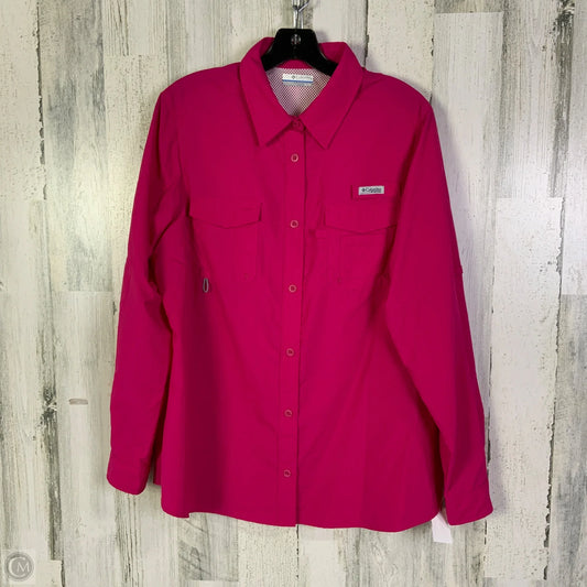 Athletic Top Long Sleeve Collar By Columbia In Pink, Size: Xl