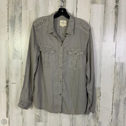 Top Long Sleeve By American Eagle In Grey, Size: L