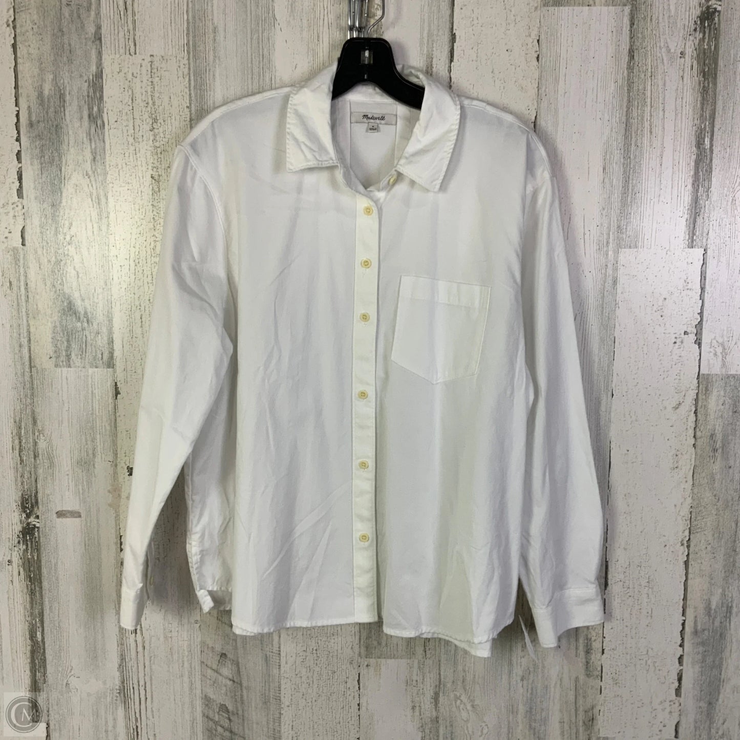 Top Long Sleeve By Madewell In White, Size: M
