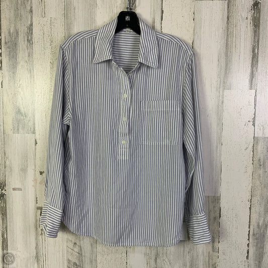 Top Long Sleeve By Madewell In Blue & White, Size: M