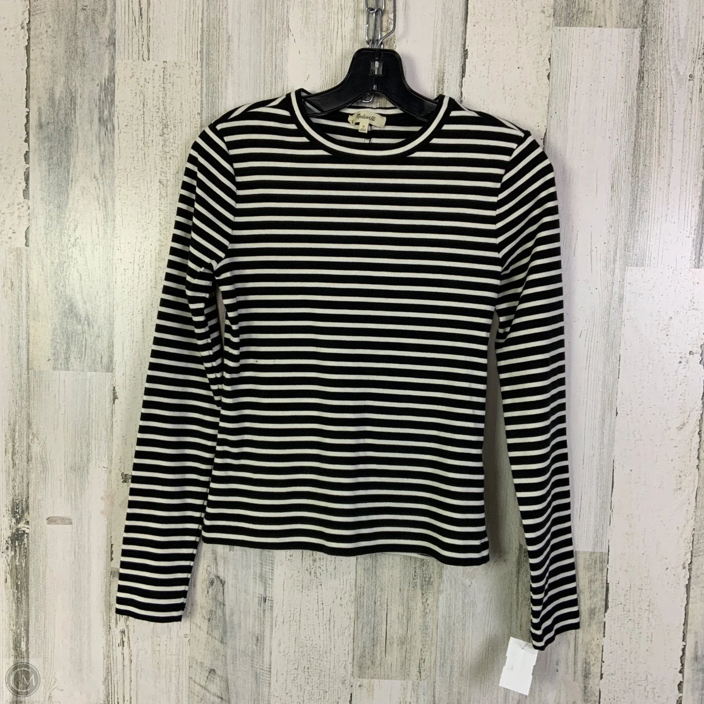 Top Long Sleeve Basic By Madewell In Black & White, Size: M