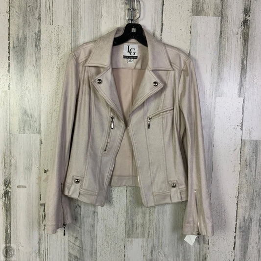 Jacket Moto By Clothes Mentor In Cream, Size: S