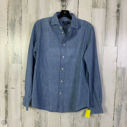 Top Long Sleeve By Polo Ralph Lauren In Blue Denim, Size: L