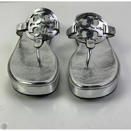 Sandals Designer By Tory Burch In Silver, Size: 7