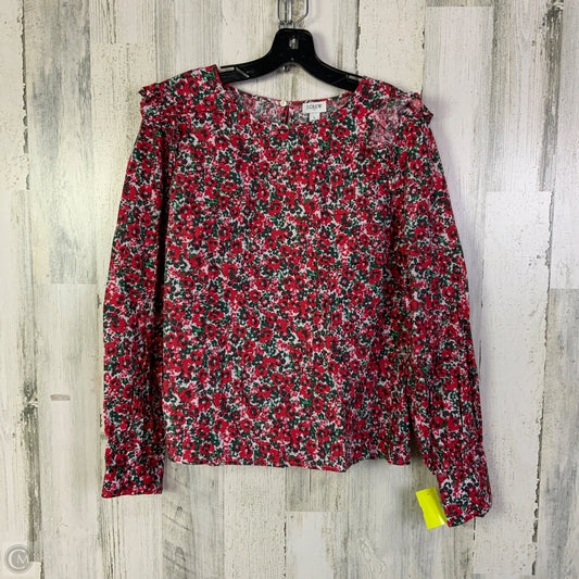 Top Long Sleeve By J. Crew In Green & Red, Size: L