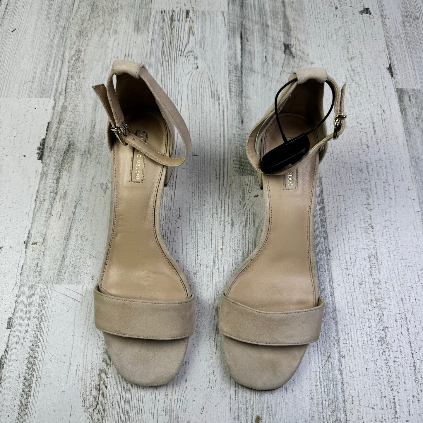 Cream Sandals Heels Block Antonio Melani, Size 10