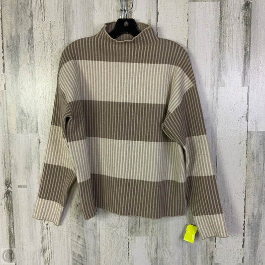 Sweater By Adrienne Vittadini In Brown & Cream, Size: M