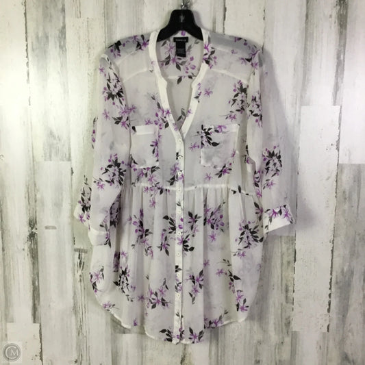 Tunic 3/4 Sleeve By Torrid In Purple & White, Size: 1x