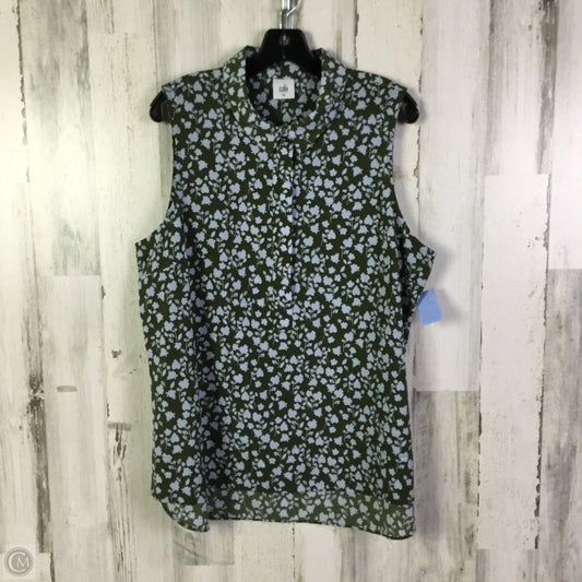 Blouse Sleeveless By Cabi In Blue & Green, Size: Xl