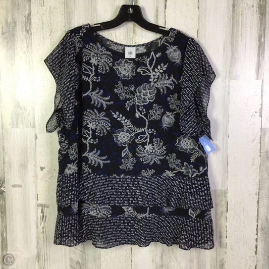 Blouse Short Sleeve By Cabi In Black & Blue, Size: Xl
