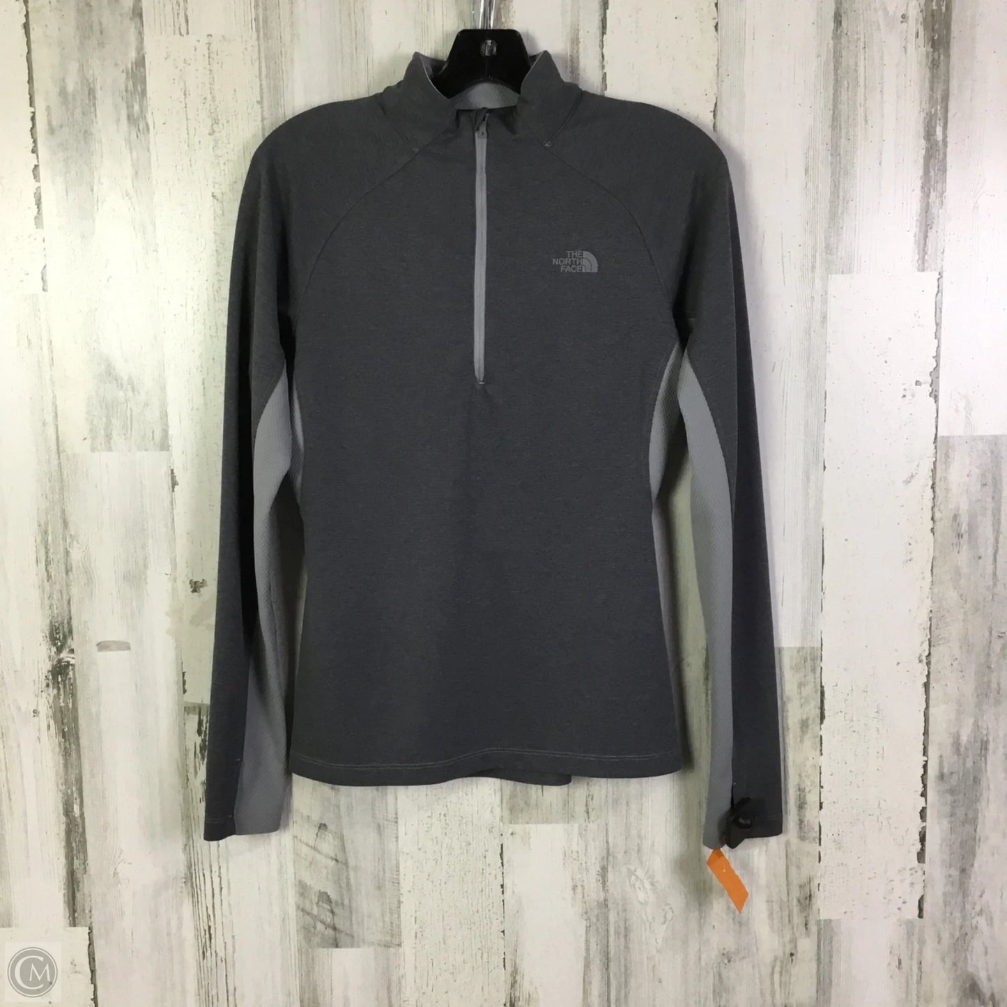 Athletic Top Long Sleeve Collar By The North Face In Grey, Size: S