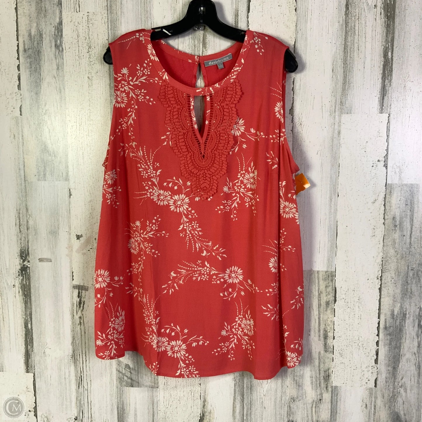 Top Sleeveless By Daniel Rainn In Pink & White, Size: 2x