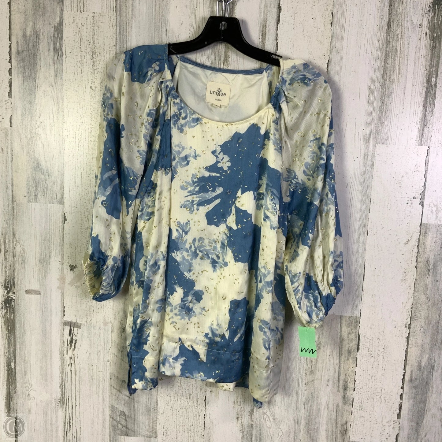 Top Long Sleeve By Umgee In Blue & Cream, Size: S