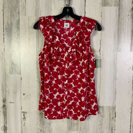 Blouse Sleeveless By Cabi In Red & White, Size: S