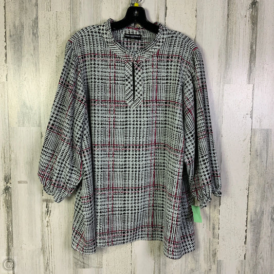 Top Short Sleeve Designer By Karl Lagerfeld In Black & Grey, Size: 2x
