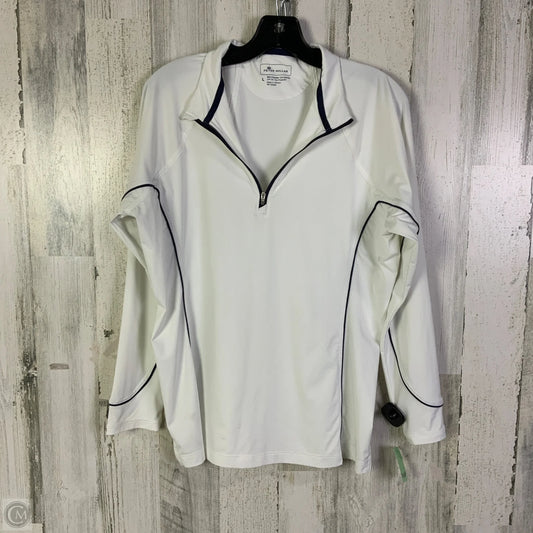 Athletic Top Long Sleeve Collar By Peter Millar In White, Size: L