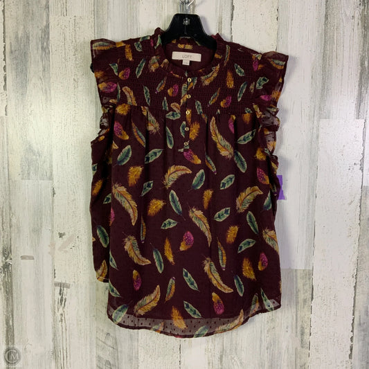 Blouse Sleeveless By Loft In Maroon, Size: M